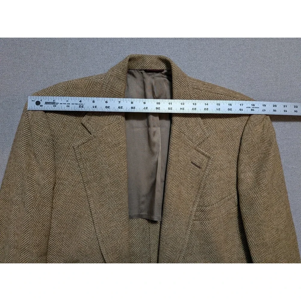 Hart Schaffner Marx Men's 42R Tweed Blazer Tan Herringbone Wool Suit Coat Jacket